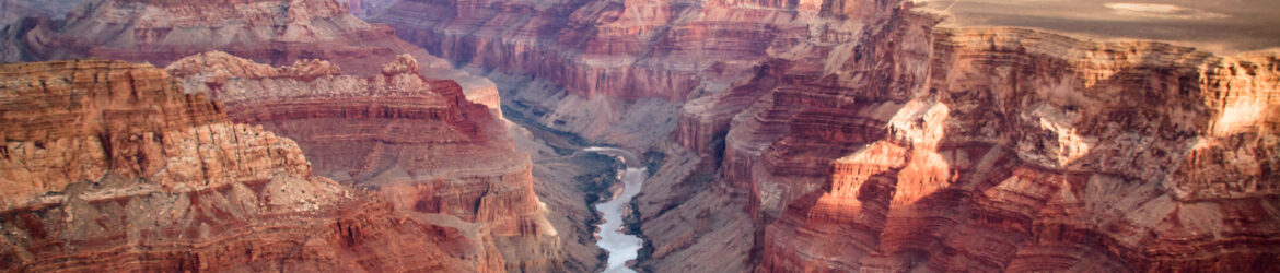 View over the south and north rim part in grand canyon from the helicopter, USA