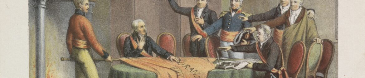 Aanvaarding_van_het_Hoog_Bewind_door_het_Driemanschap_in_naam_van_de_prins_van_Oranje,_21_november_1813_Een_Nederlandsch_Bestuur_aan_Nederland_hergeven._(20_November_1813)_(titel_op_object),_RP-P-OB-87.050